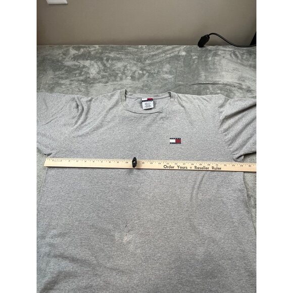 Vintage Tommy Hilfiger Small Flag USA Made Mens Large Gray Shirt Thrashed Preppy - Picture 4 of 13